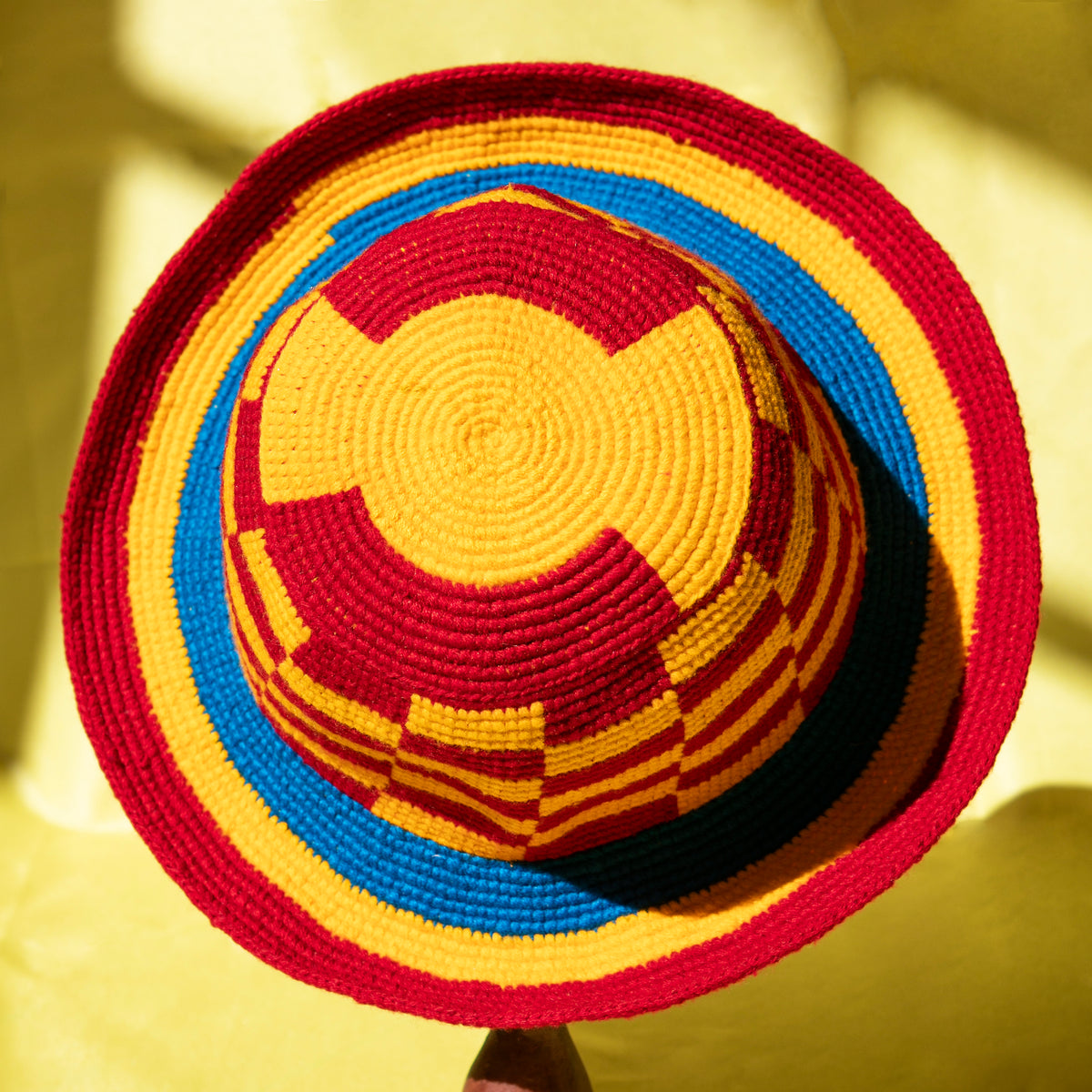 Red and Yelllow Checkerboard Konso Hat