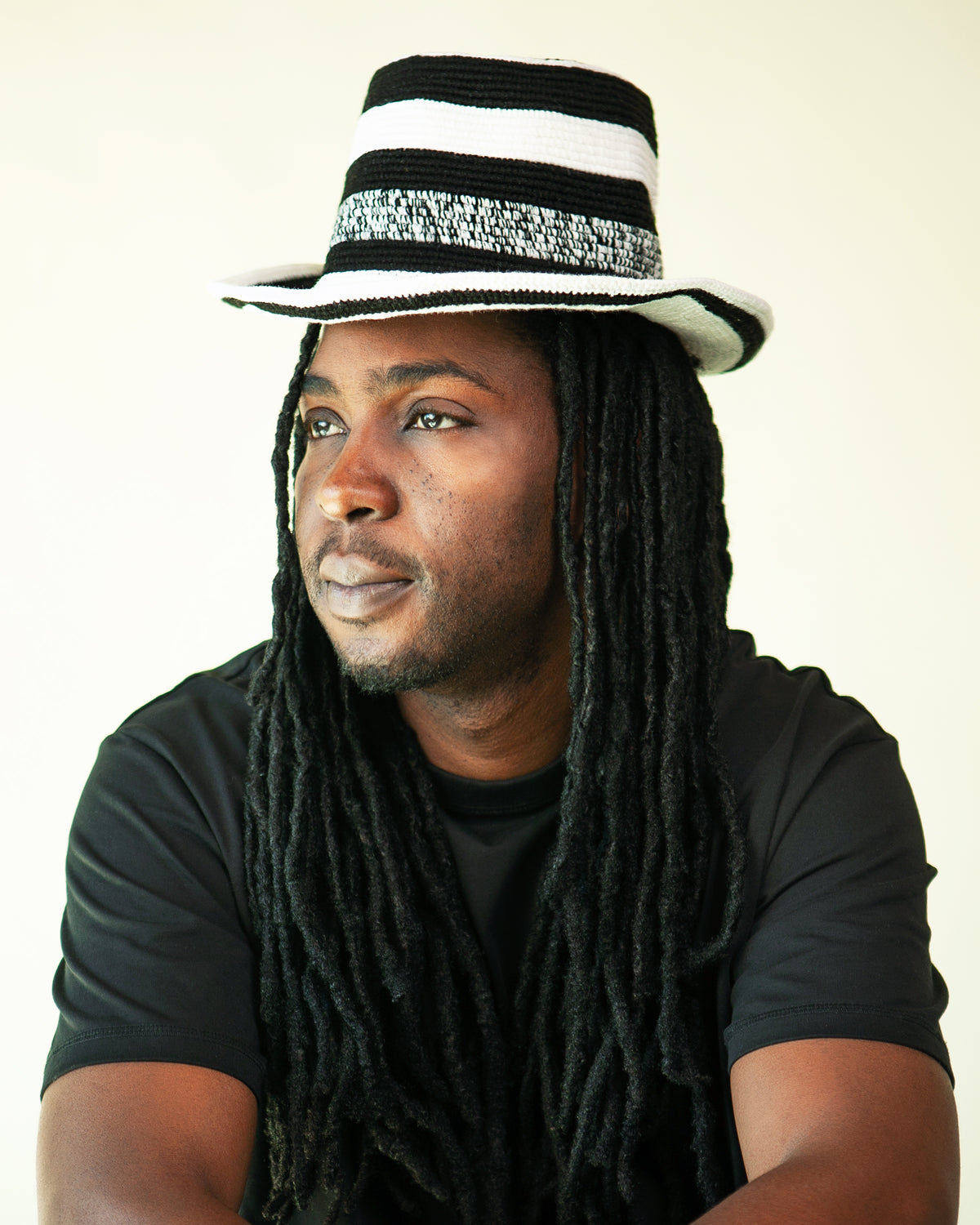 Black & White Konso Crochet Hat | Handmade Ethiopian Wide Brim Hat