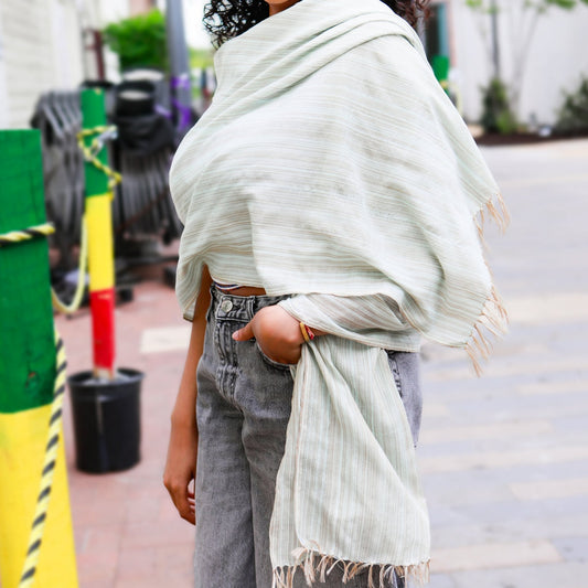 Ethiopian Mint Green with Beige Stripes Scarf, Shawl, Headwrap | Handwoven Ethiopian Shawl, Scarf, Headwrap (Copy) (Copy) (Copy) (Copy) (Copy) (Copy) (Copy) (Copy) (Copy) (Copy) - Kelem Shop