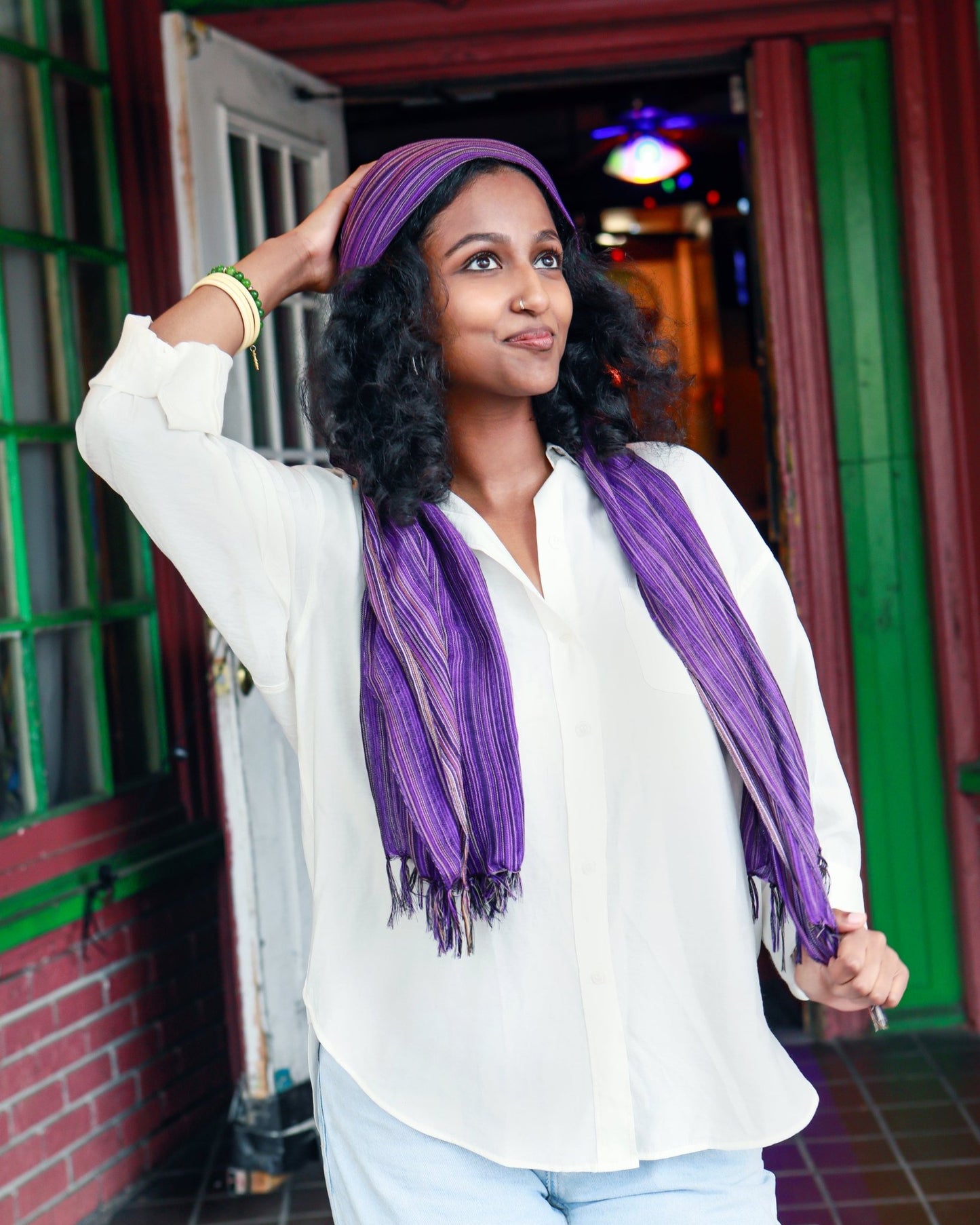 Ethiopian Purple with Multicolor Stripes Scarf, Shawl, Headwrap | Handwoven Ethiopian Shawl, Scarf, Headwrap (Copy) (Copy) (Copy) (Copy) (Copy) (Copy) (Copy) (Copy) (Copy) - Kelem Shop