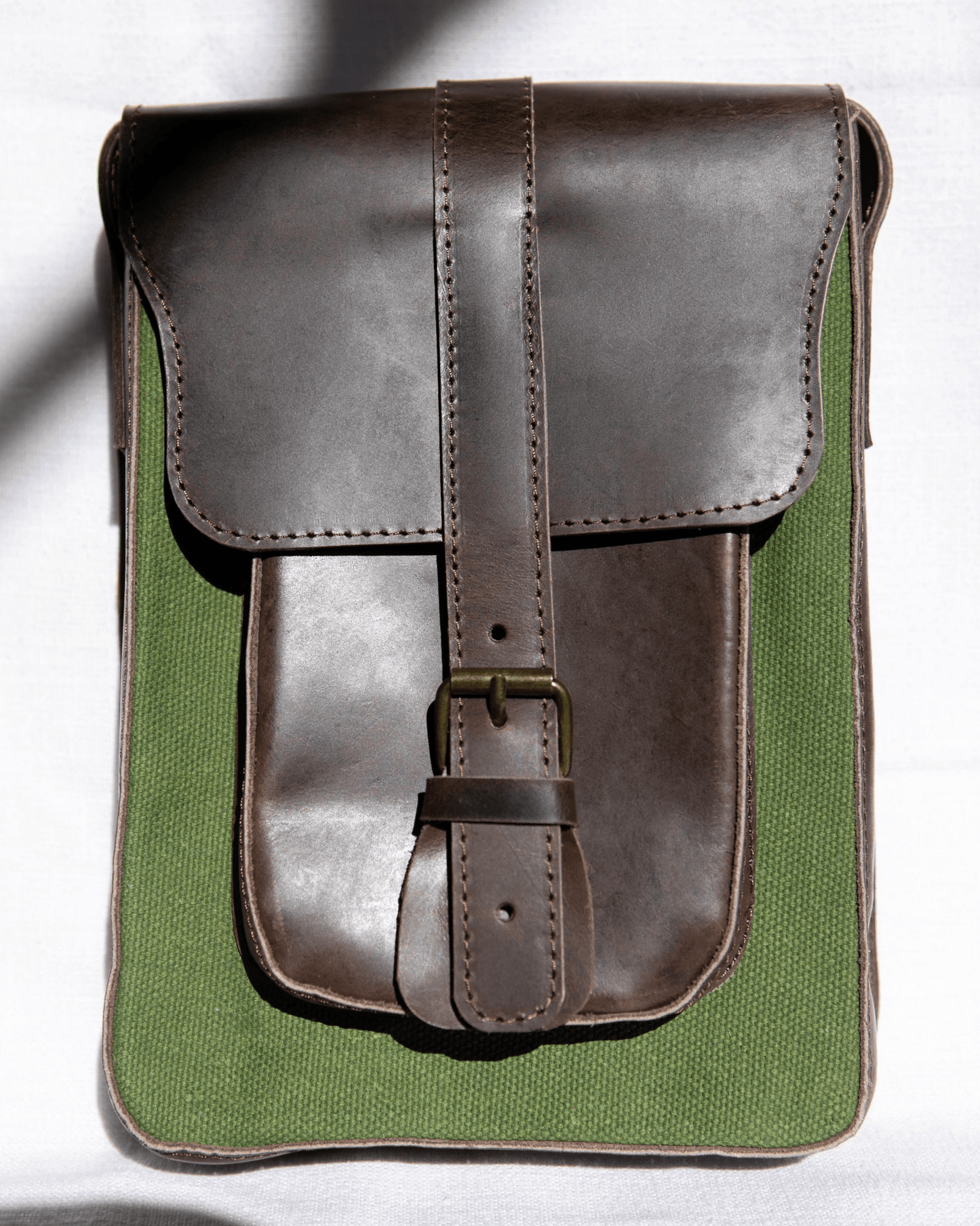 Genuine Leather Shoulder And Crossbody Bag for Men and Women | Green Canvas and Leather Bag - Kelem Shop