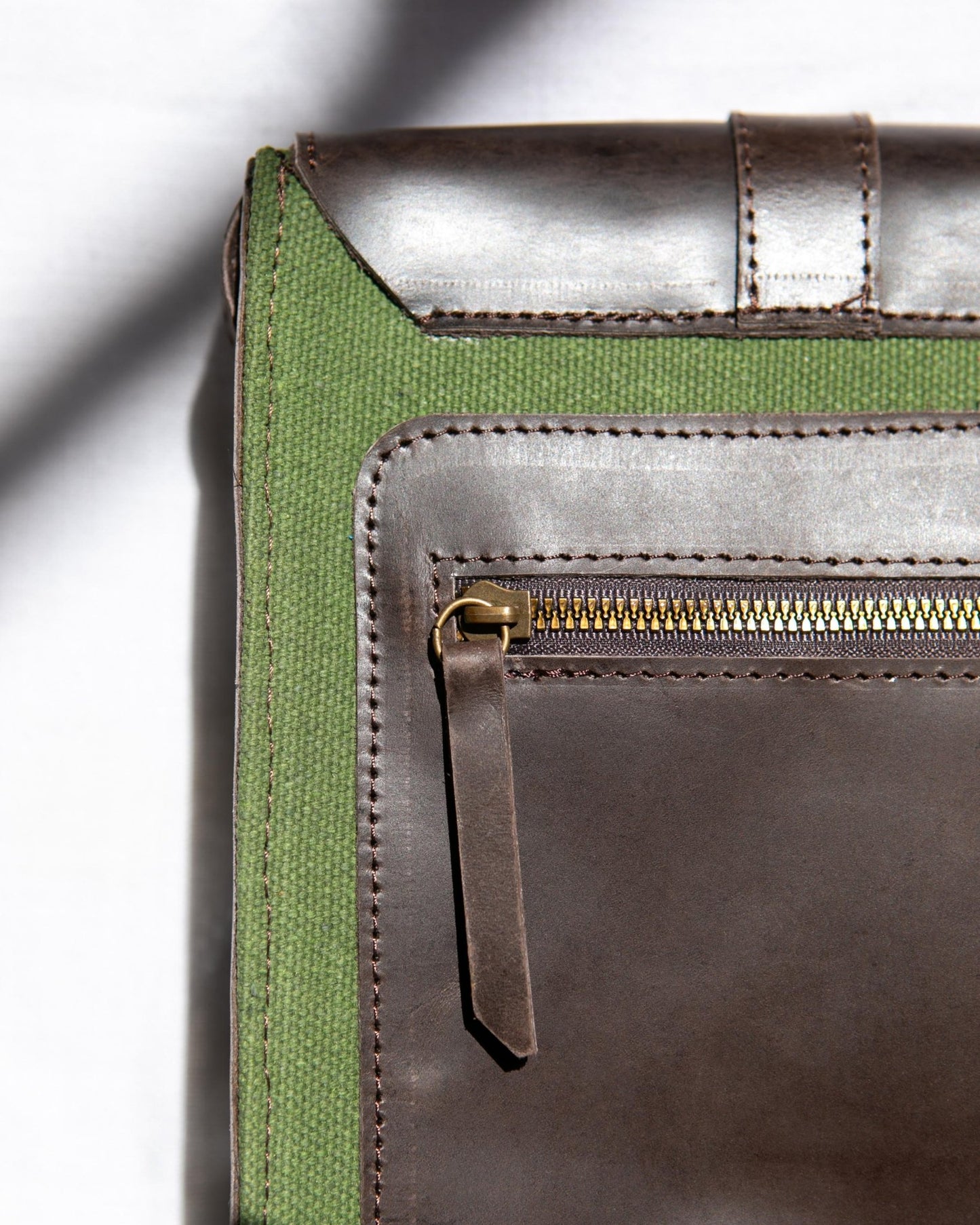 Genuine Leather Shoulder And Crossbody Bag for Men and Women | Green Canvas and Leather Bag - Kelem Shop