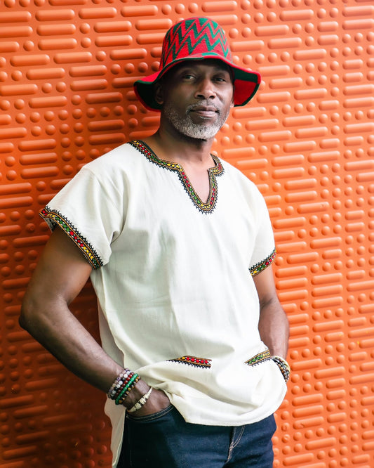 ጥልፍ Hand - embroidered Cotton Shirt | Ethiopian Shirt - Kelem Shop