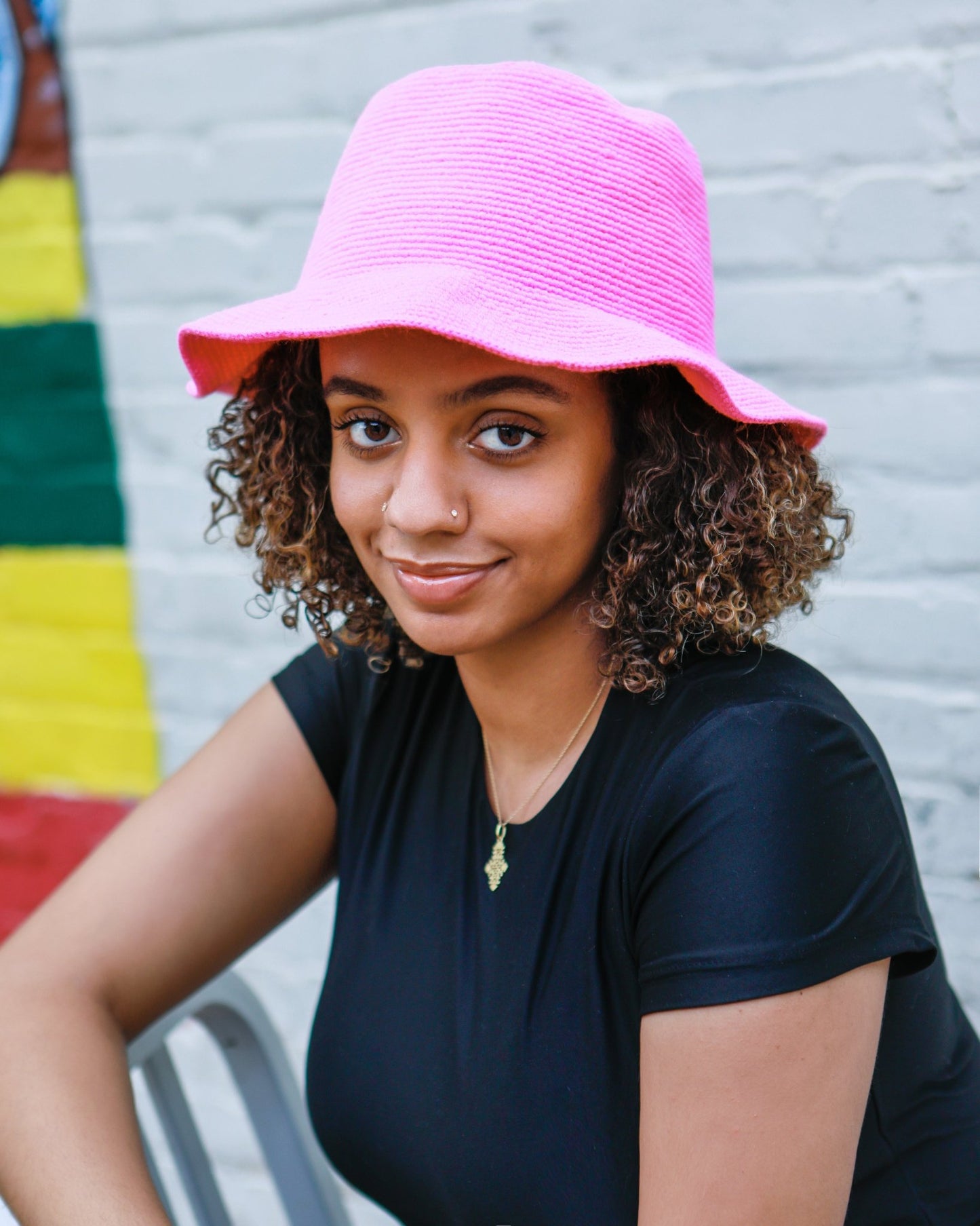 Handmade Ethiopian, pink hat made from cotton and wool