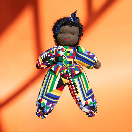 Handmade Ethiopian doll with multicolor tones made from cotton