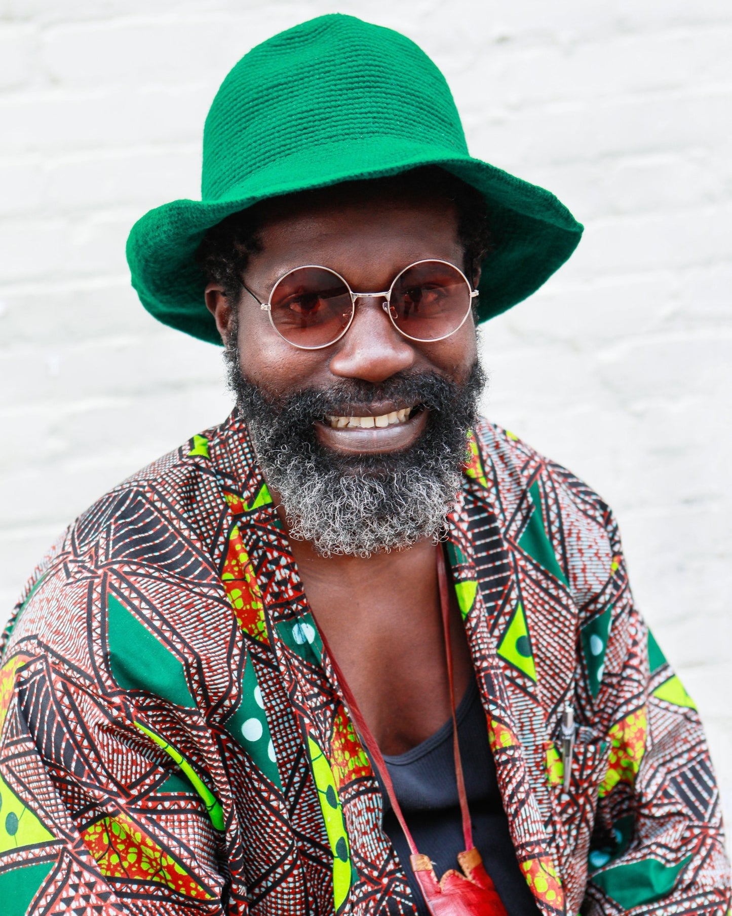 Handmade Ethiopian, hat made from cotton and wool in solid green