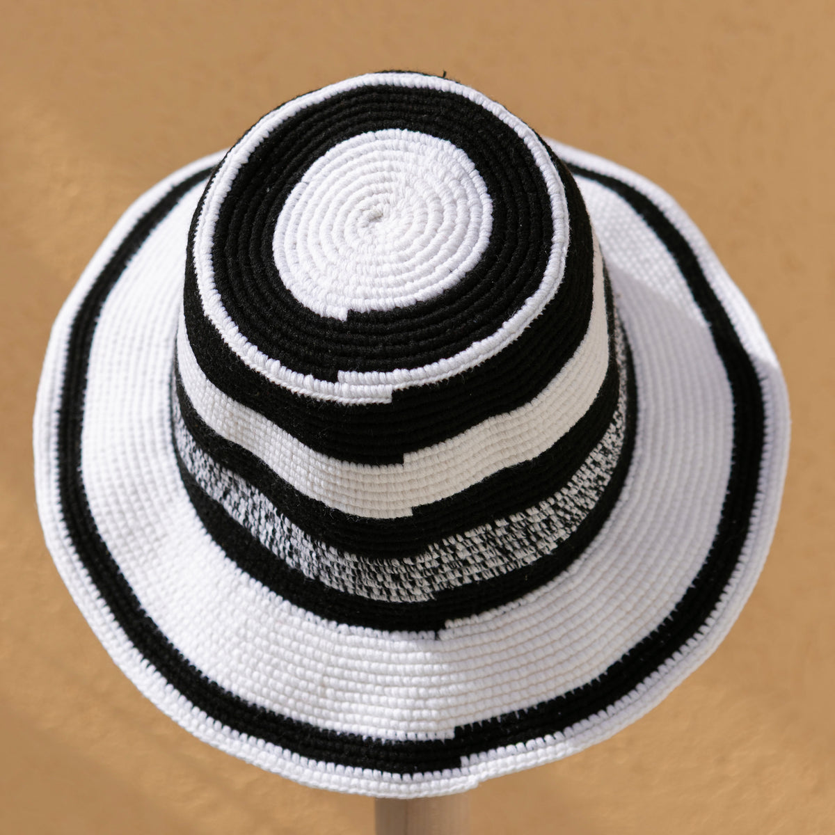 Black & White Konso Crochet Hat | Handmade Ethiopian Wide Brim Hat