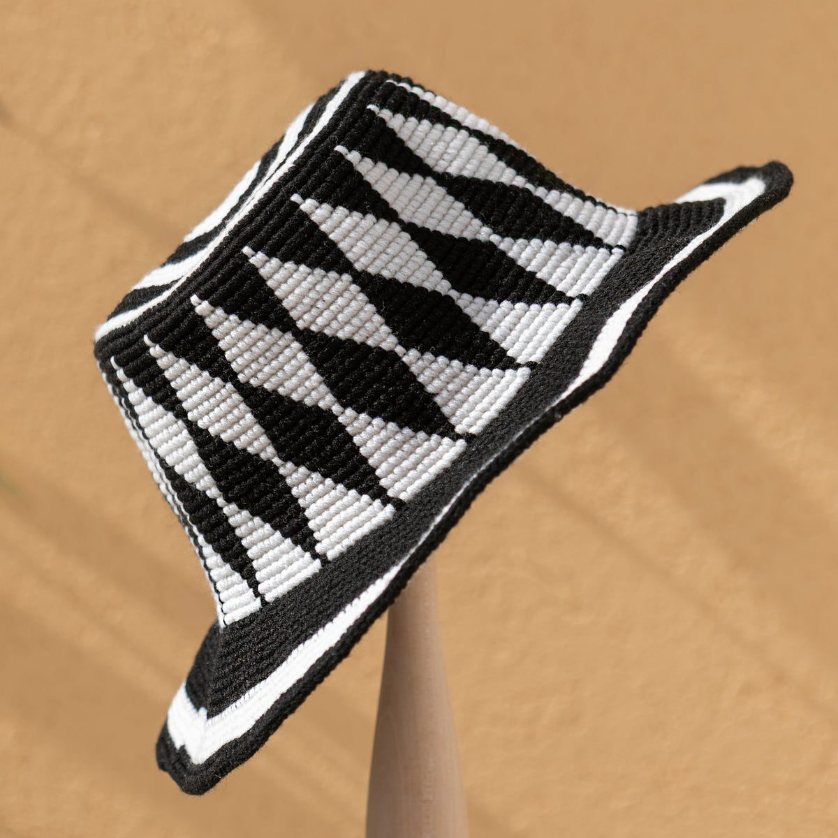 Black & White Konso Crochet Hat | Handmade Ethiopian Bucket Hat