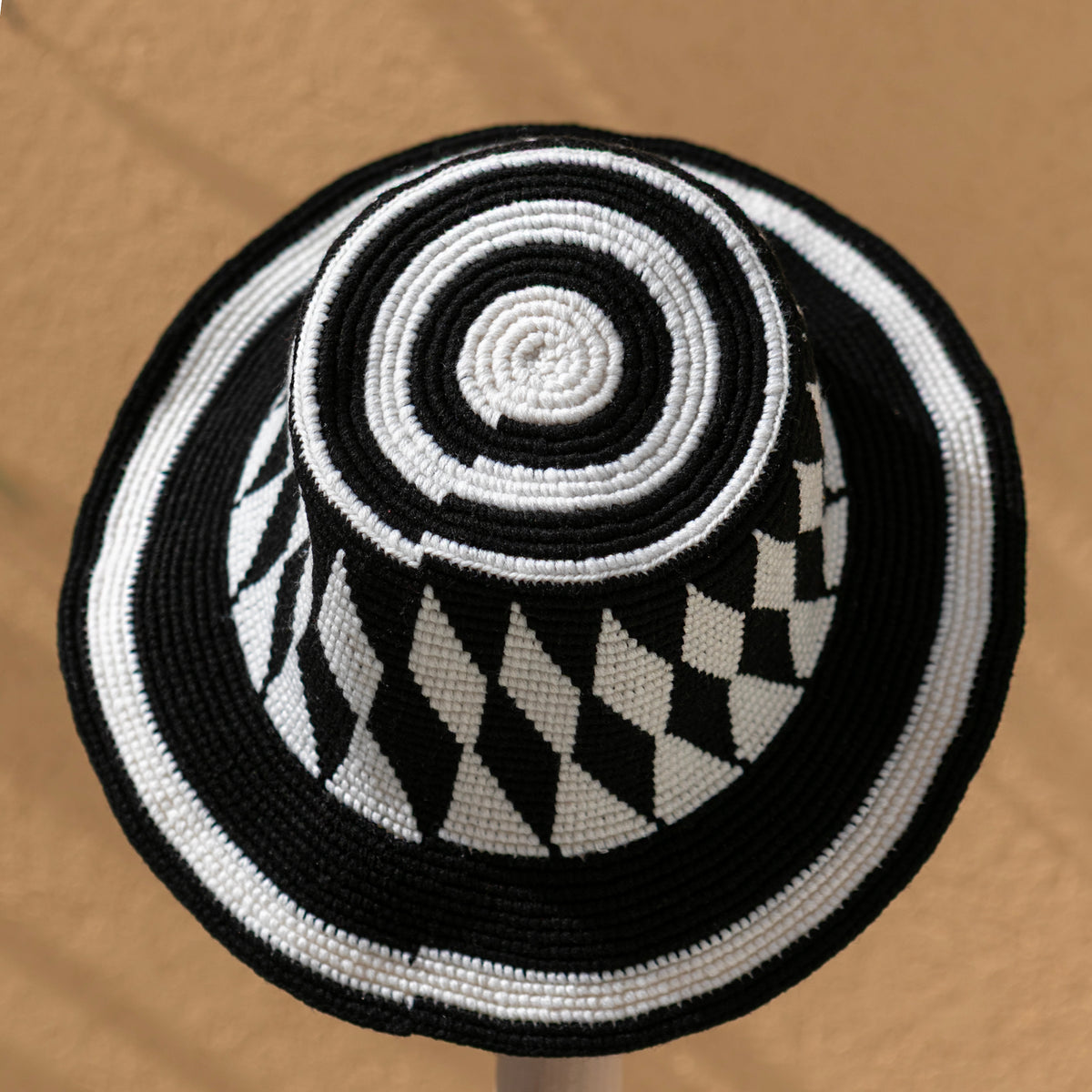 Black & White Konso Crochet Hat | Handmade Ethiopian Bucket Hat