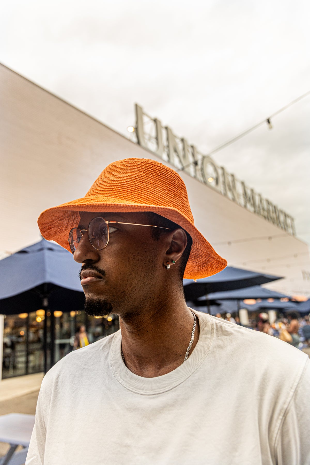 Orange Konso Crochet Hat | 100% Cotton Handmade Ethiopian Bucket Hat | Unisex
