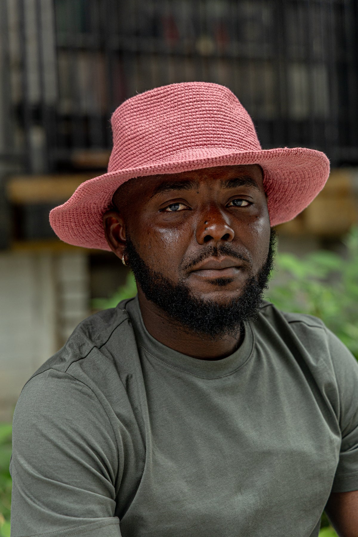 Pure Cotton Konso Crochet Hat – Dusty Rose Wide Brim