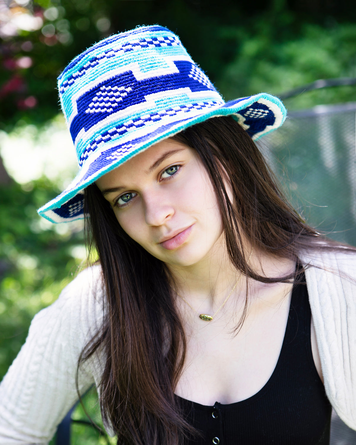 Blue & Turquoise Konso Crochet Hat | Handmade Ethiopian Bucket Hat