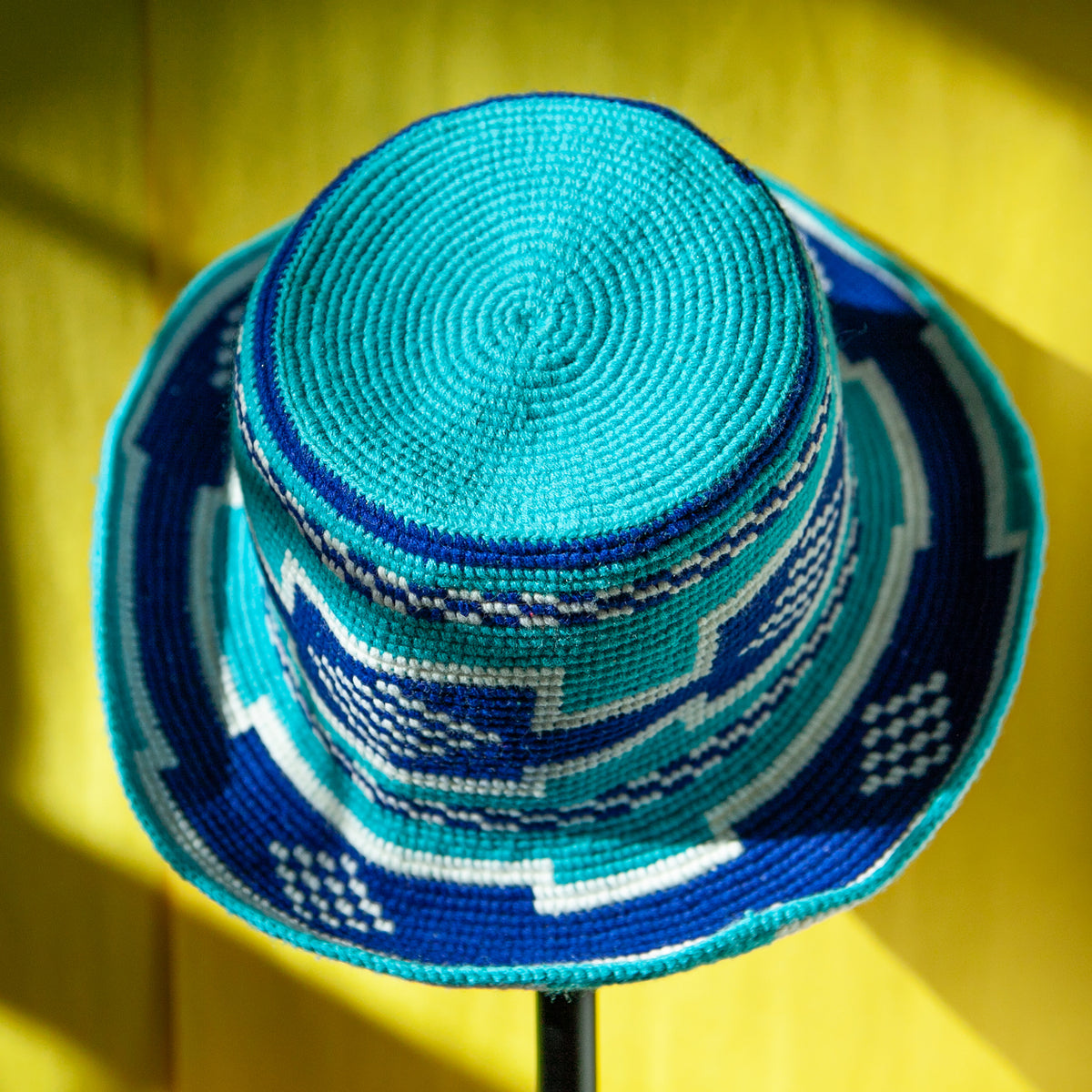 Blue & Turquoise Konso Crochet Hat | Handmade Ethiopian Bucket Hat