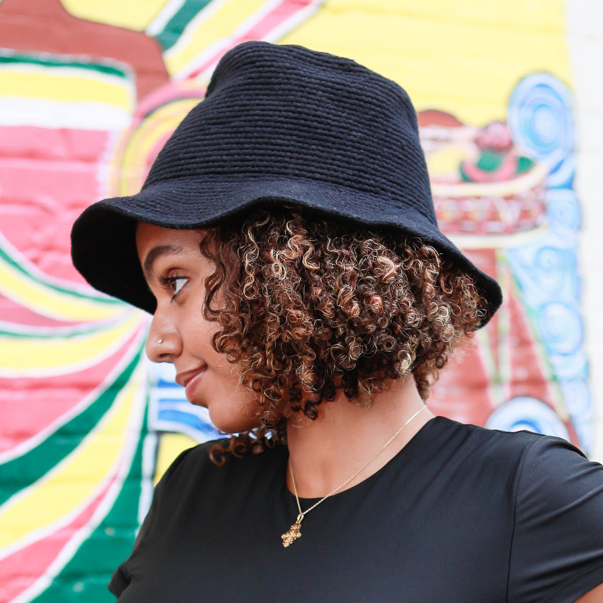 Black Konso Hat Wide Brim Fedora