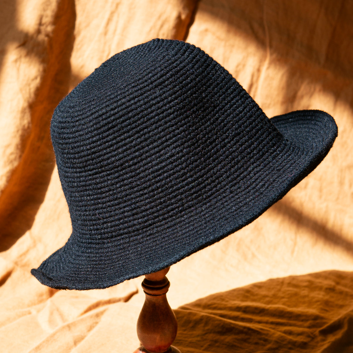 Black Konso Hat Wide Brim Fedora