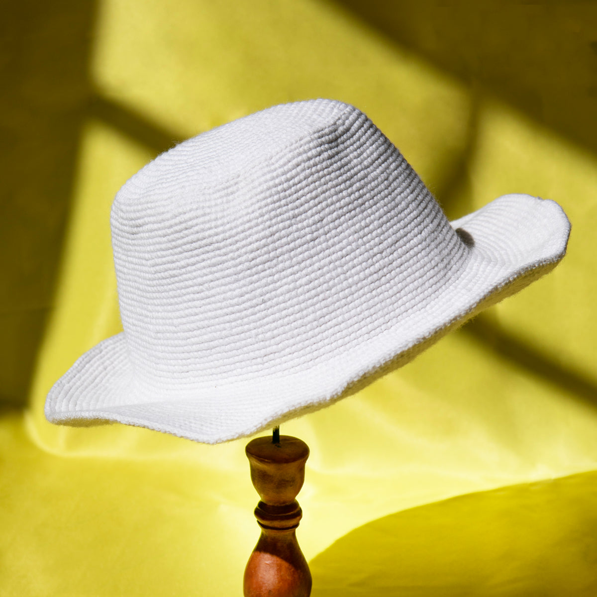 White Konso Crochet Fedora Hat