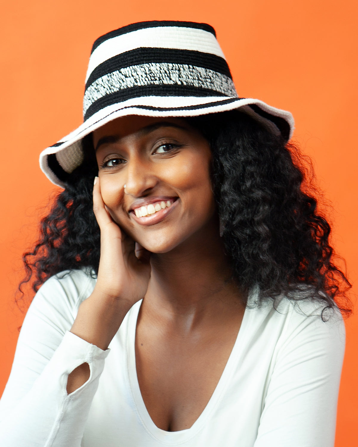 Black & White Konso Crochet Hat | Handmade Ethiopian Wide Brim Hat