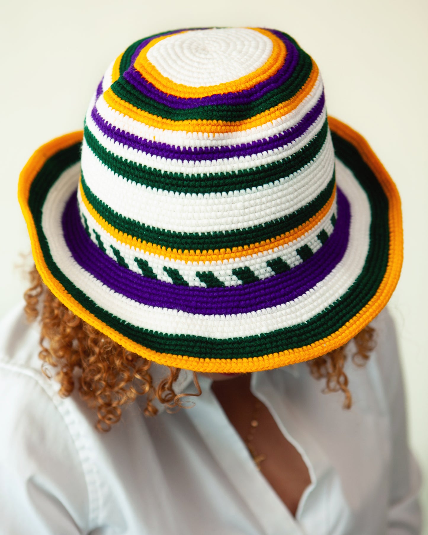 Hand Crocheted Ethiopian Fedora Hat – Colorful Konso Cotton & Wool Hat
