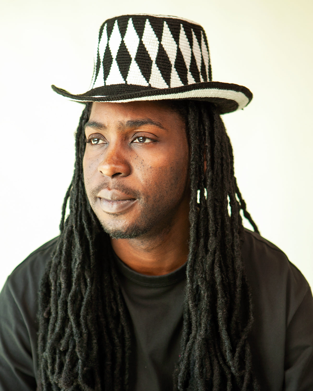 Black & White Konso Crochet Hat | Handmade Ethiopian Bucket Hat
