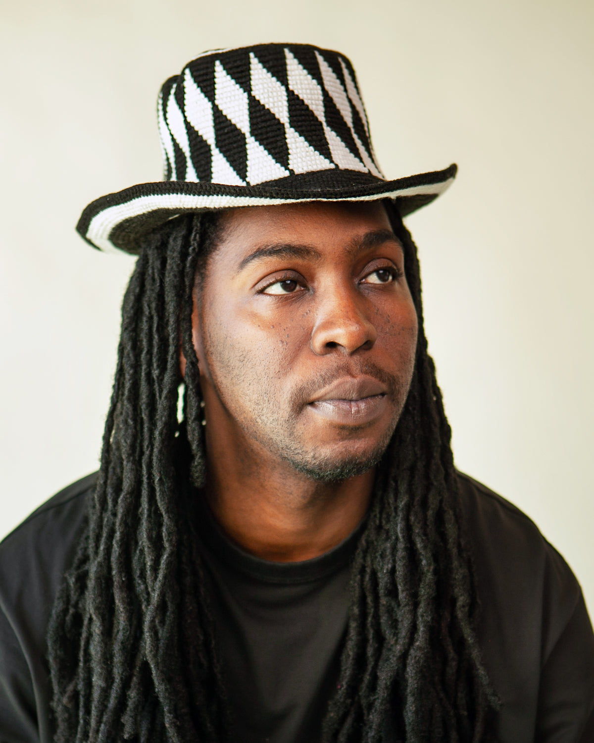 Black & White Konso Crochet Hat | Handmade Ethiopian Bucket Hat