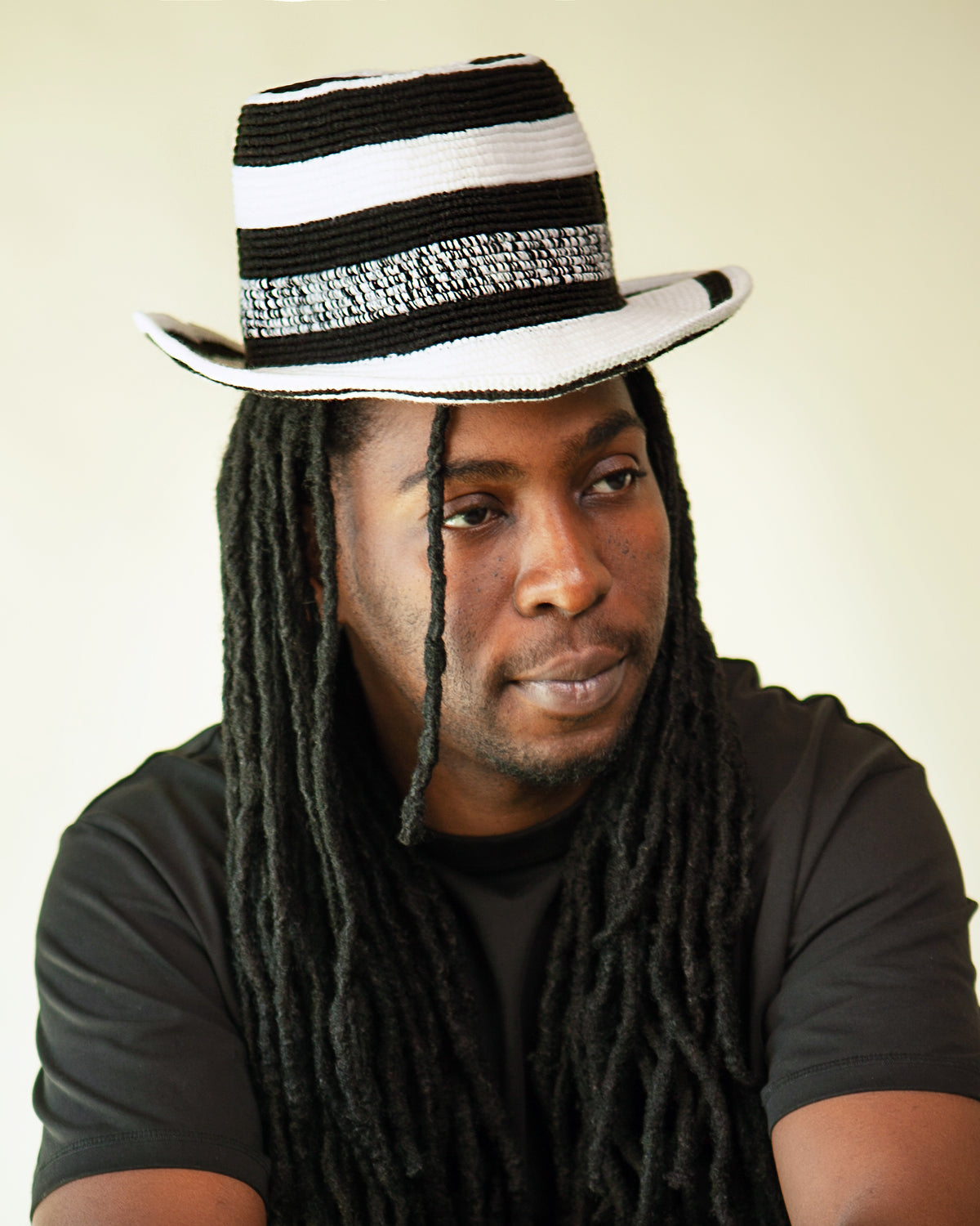 Black & White Konso Crochet Hat | Handmade Ethiopian Wide Brim Hat