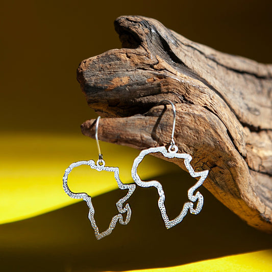 Africa Silhouette Silver Drop Earrings - Kelem Shop