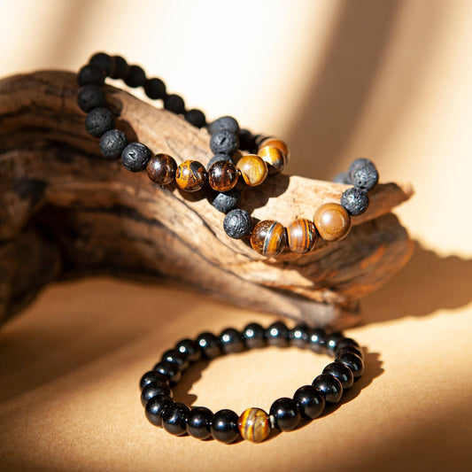 Black & Brown Tiger Eye Beaded Bracelet - Kelem Shop