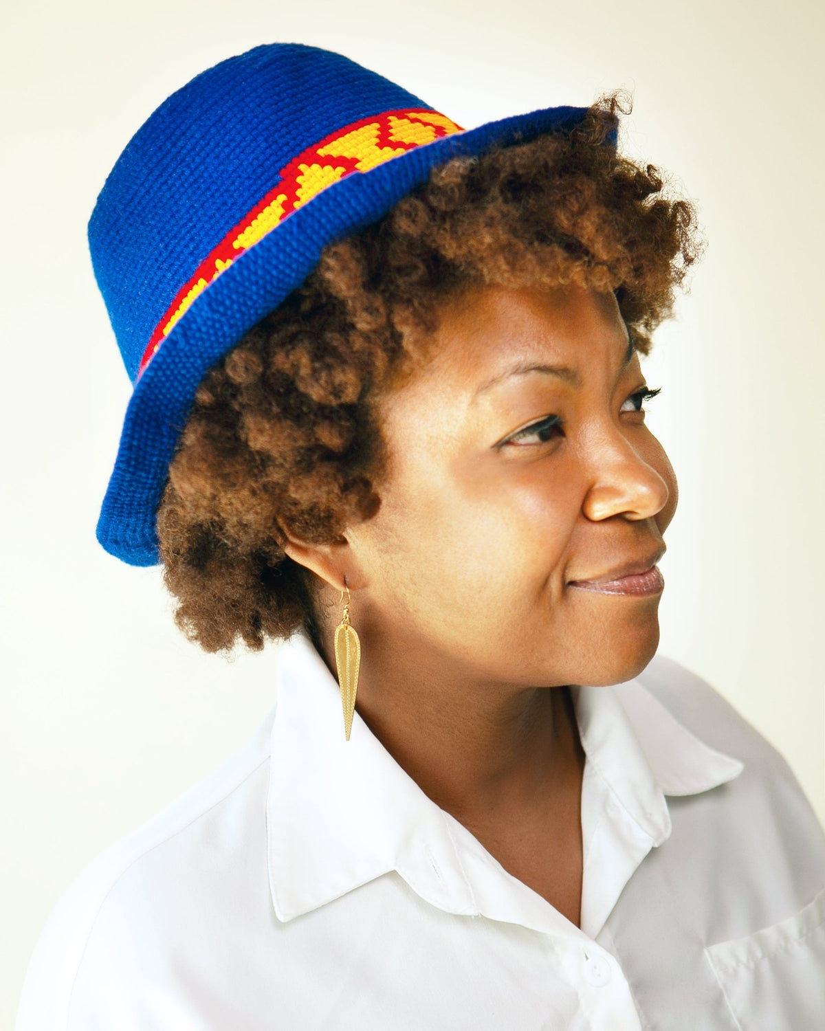 Blue Crochet Bucket Hat | Ethiopian Konso Wide Brim Hat - Kelem Shop