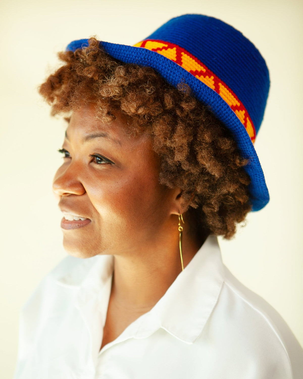 Blue Crochet Bucket Hat | Ethiopian Konso Wide Brim Hat - Kelem Shop