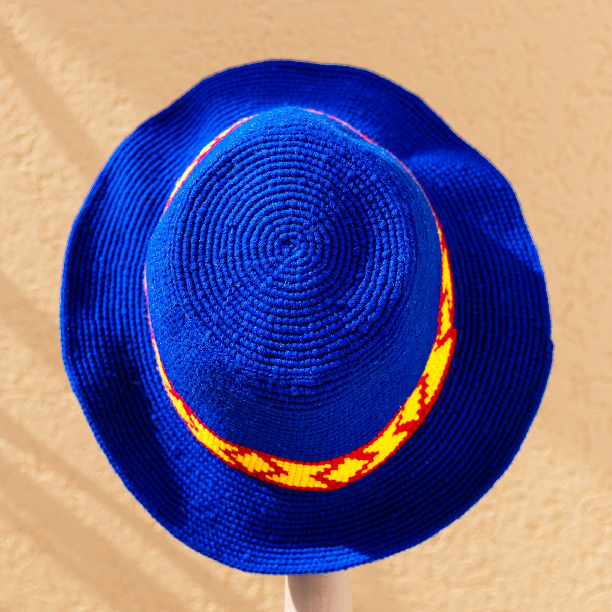 Blue Crochet Bucket Hat | Ethiopian Konso Wide Brim Hat - Kelem Shop