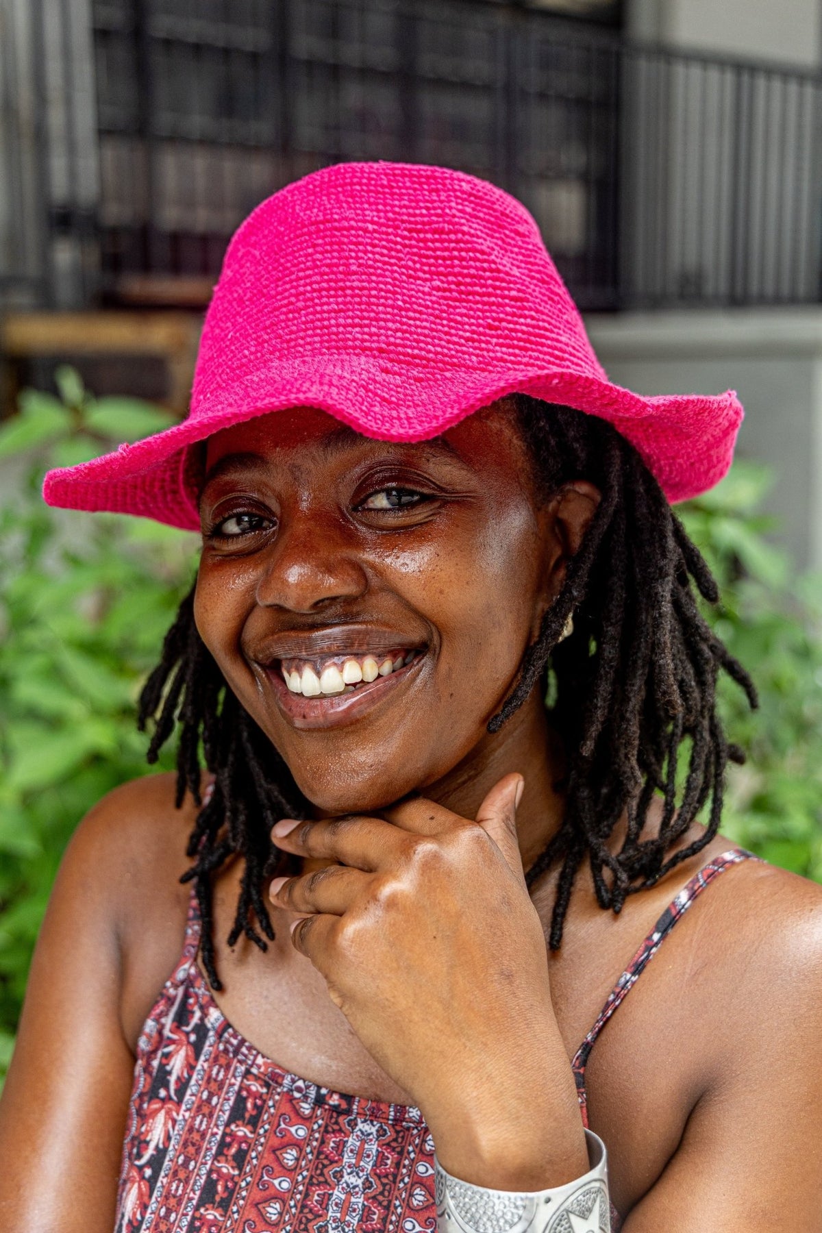 Cotton Konso Crochet Hat – Hot Pink Wide Brim - Kelem Shop