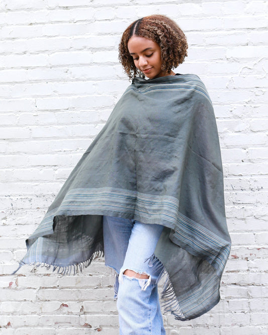 Ethiopian Gray with Stripes Scarf, Shawl, Headwrap | Handwoven Ethiopian Shawl, Scarf, Headwrap (Copy) (Copy) (Copy) (Copy) (Copy) (Copy) - Kelem Shop