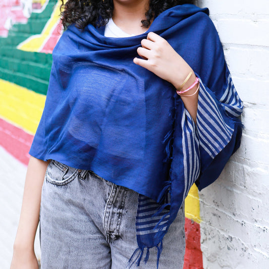 Ethiopian Navy Blue with White Stripes Scarf, Shawl, Headwrap | Handwoven Ethiopian Shawl, Scarf, Headwrap (Copy) (Copy) - Kelem Shop