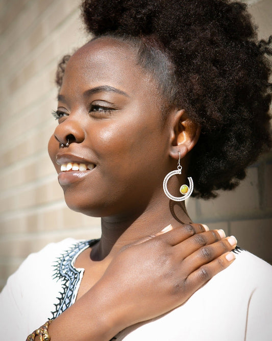 Ethiopian Opal Open Circle Earrings - Kelem Shop