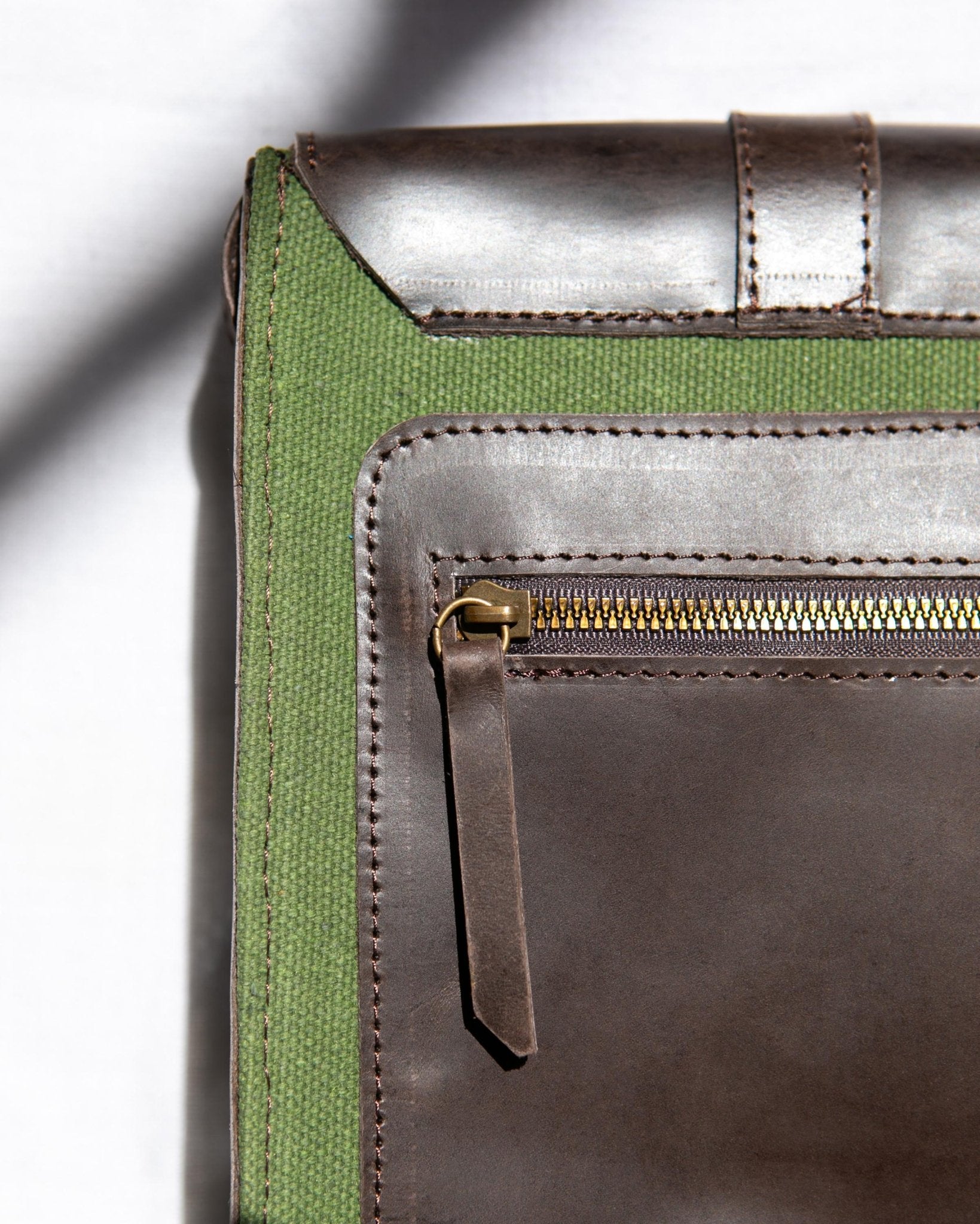 Genuine Leather Shoulder And Crossbody Bag for Men and Women | Green Canvas and Leather Bag - Kelem Shop