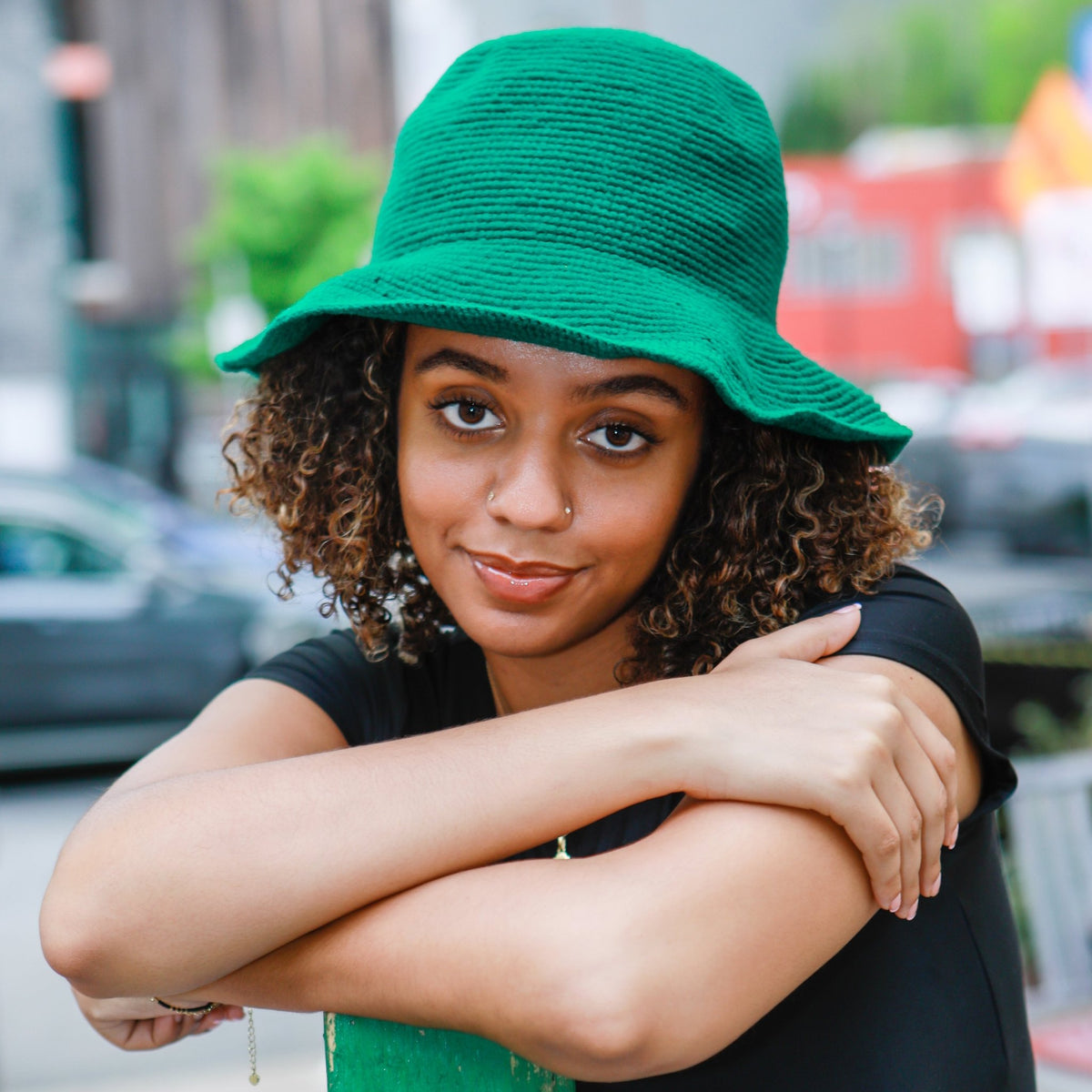 Green Konso Crochet Fedora Hat - Kelem Shop