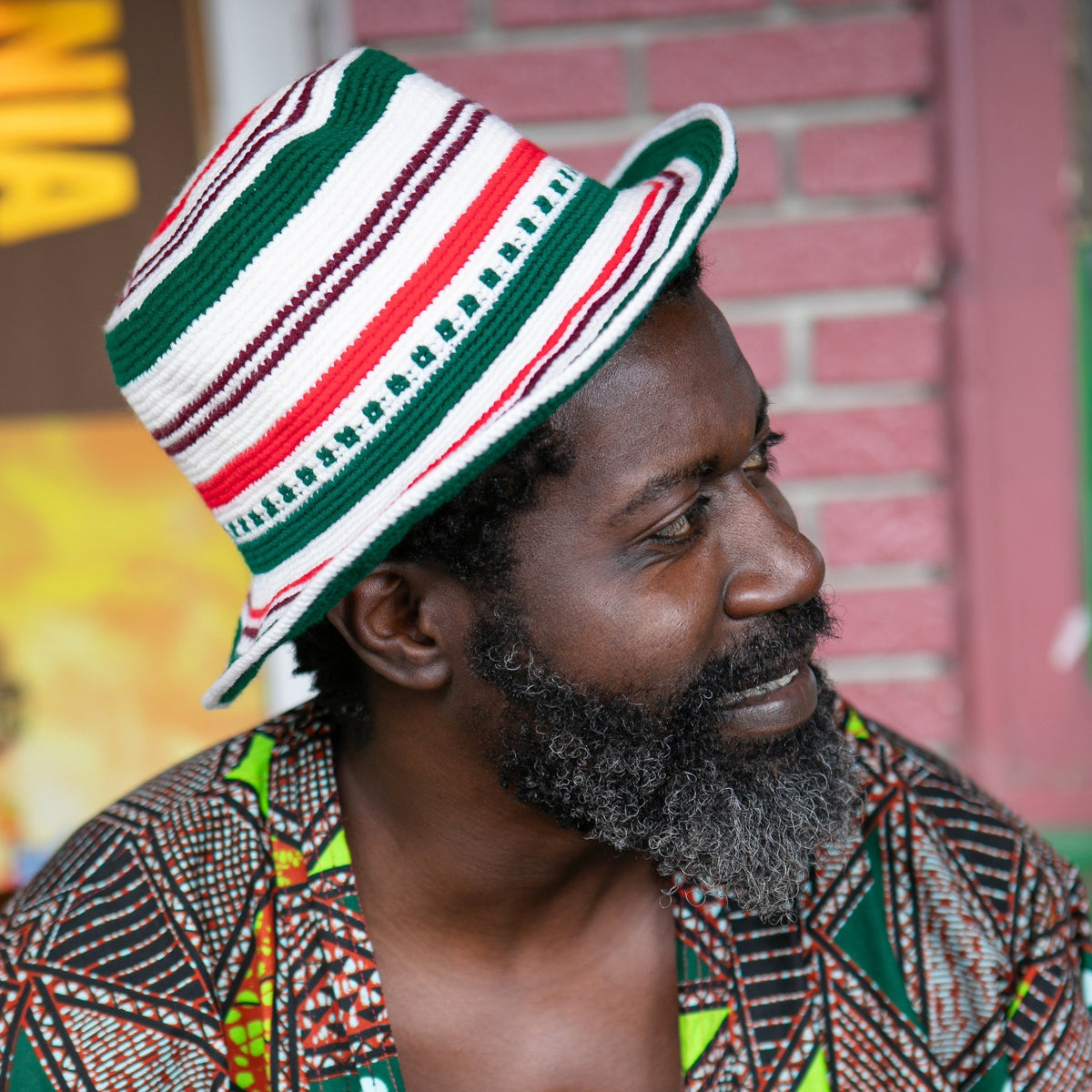 Green & White Konso Crochet Hat - Kelem Shop