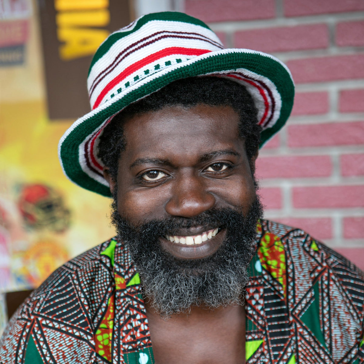 Green & White Konso Crochet Hat - Kelem Shop