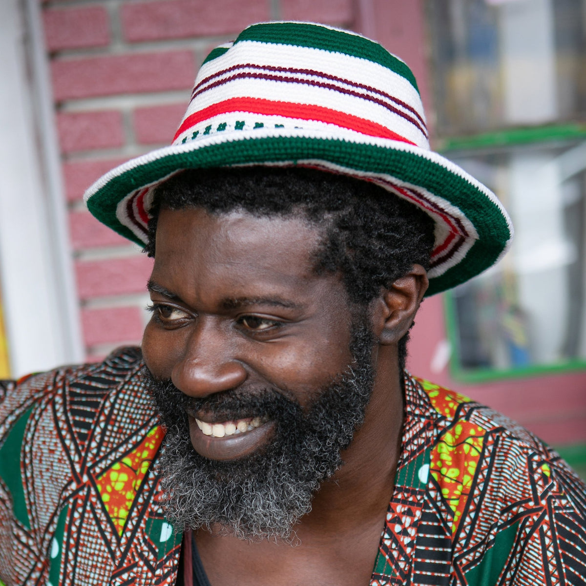Green & White Konso Crochet Hat - Kelem Shop