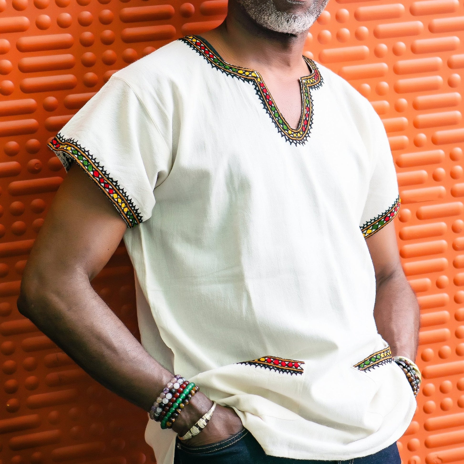 ጥልፍ Hand - embroidered Cotton Shirt | Ethiopian Shirt - Kelem Shop