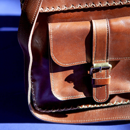 Hand - stitched Leather Messenger Bag - Kelem Shop