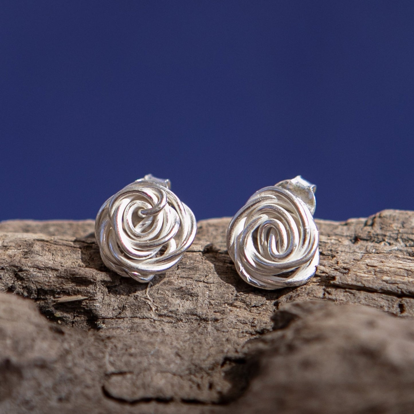 Handmade Ethiopian Silver Rose Knot Earrings Available in Dangle or Stud Options | Artisan Floral Jewelry by Kelem - Kelem Shop