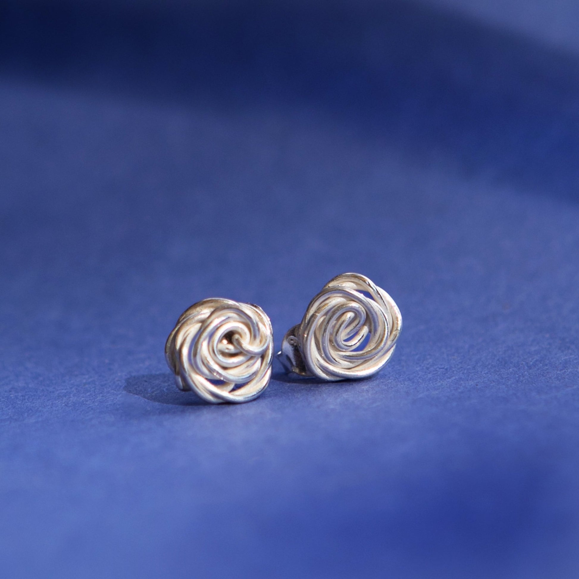 Handmade Ethiopian Silver Rose Knot Earrings Available in Dangle or Stud Options | Artisan Floral Jewelry by Kelem - Kelem Shop