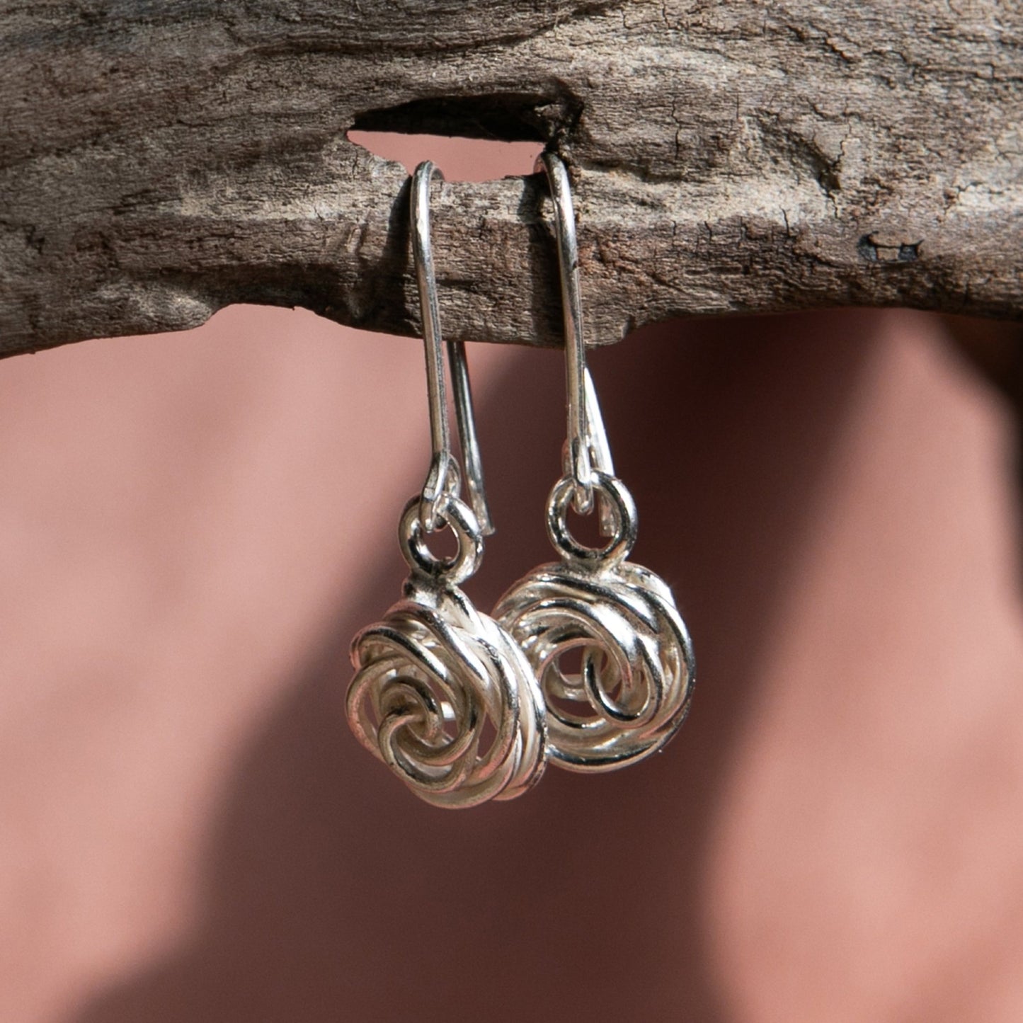 Handmade Ethiopian Silver Rose Knot Earrings Available in Dangle or Stud Options | Artisan Floral Jewelry by Kelem - Kelem Shop