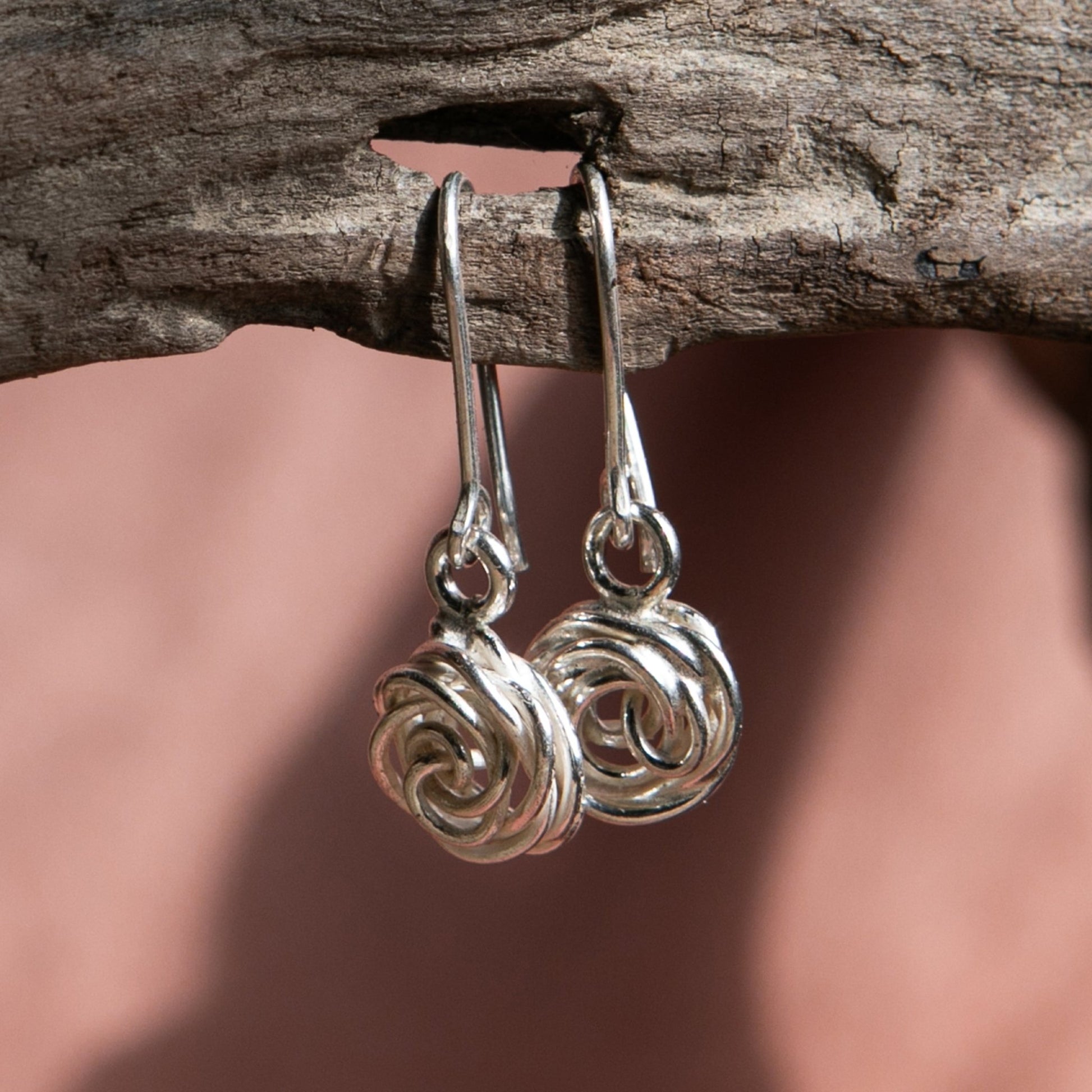 Handmade Ethiopian Silver Rose Knot Earrings Available in Dangle or Stud Options | Artisan Floral Jewelry by Kelem - Kelem Shop