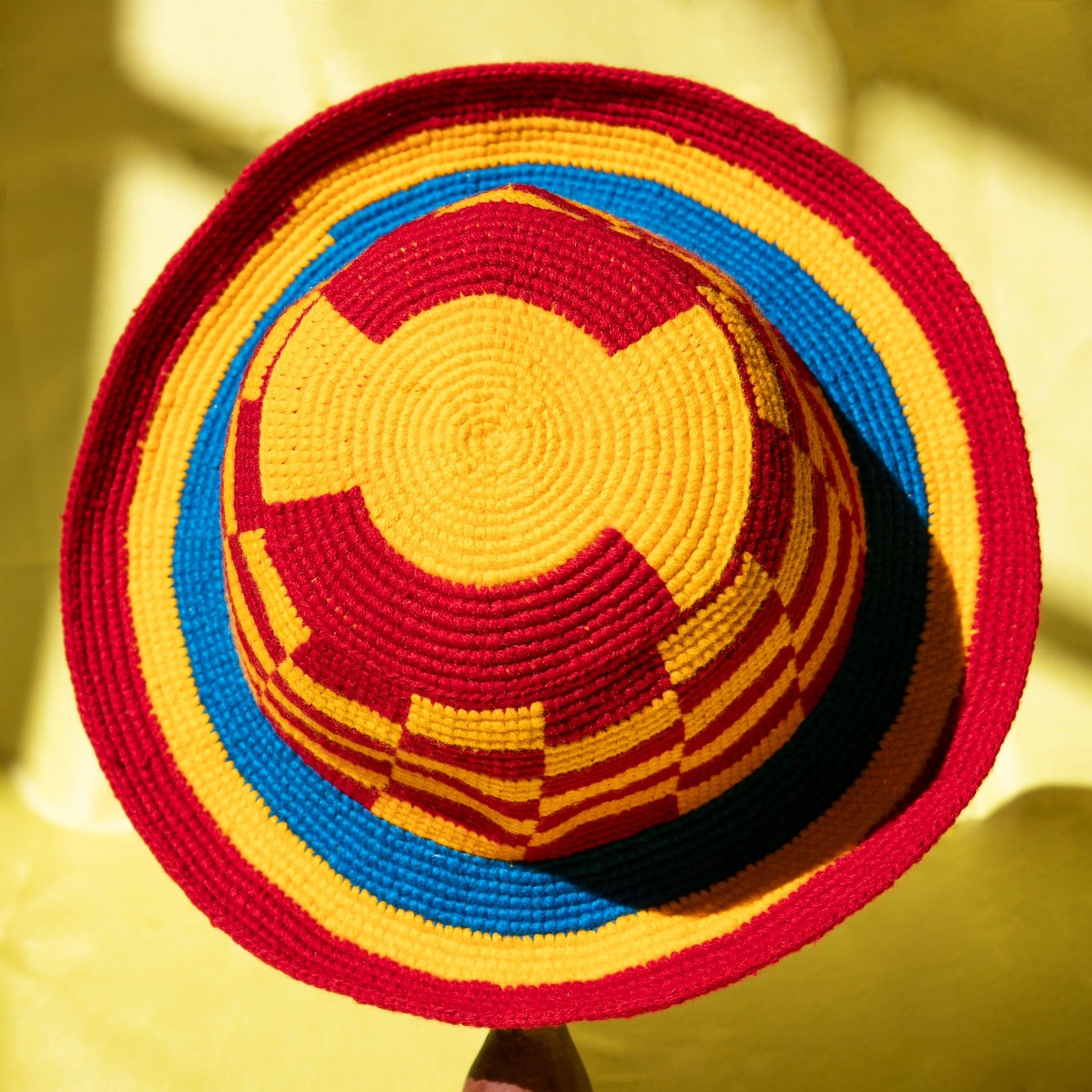 Handmade Yellow | Red Checkered Crochet Hat – Unisex Beanie Crafted by Ethiopian Farmers in Konso | Versatile and Stylish for Men and Women (Copy) - Kelem Shop