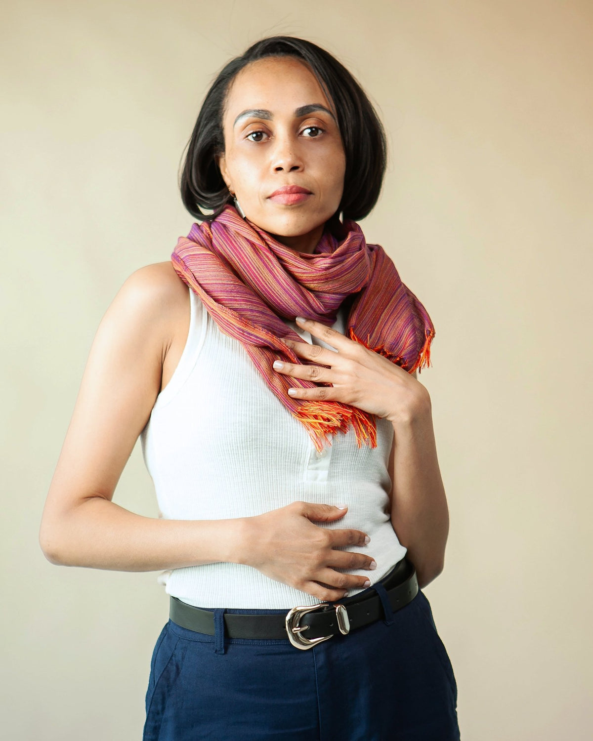 Handwoven Red Yellow and Purple Scarf | Handwoven Ethiopian Shawl & Headwrap - Kelem Shop