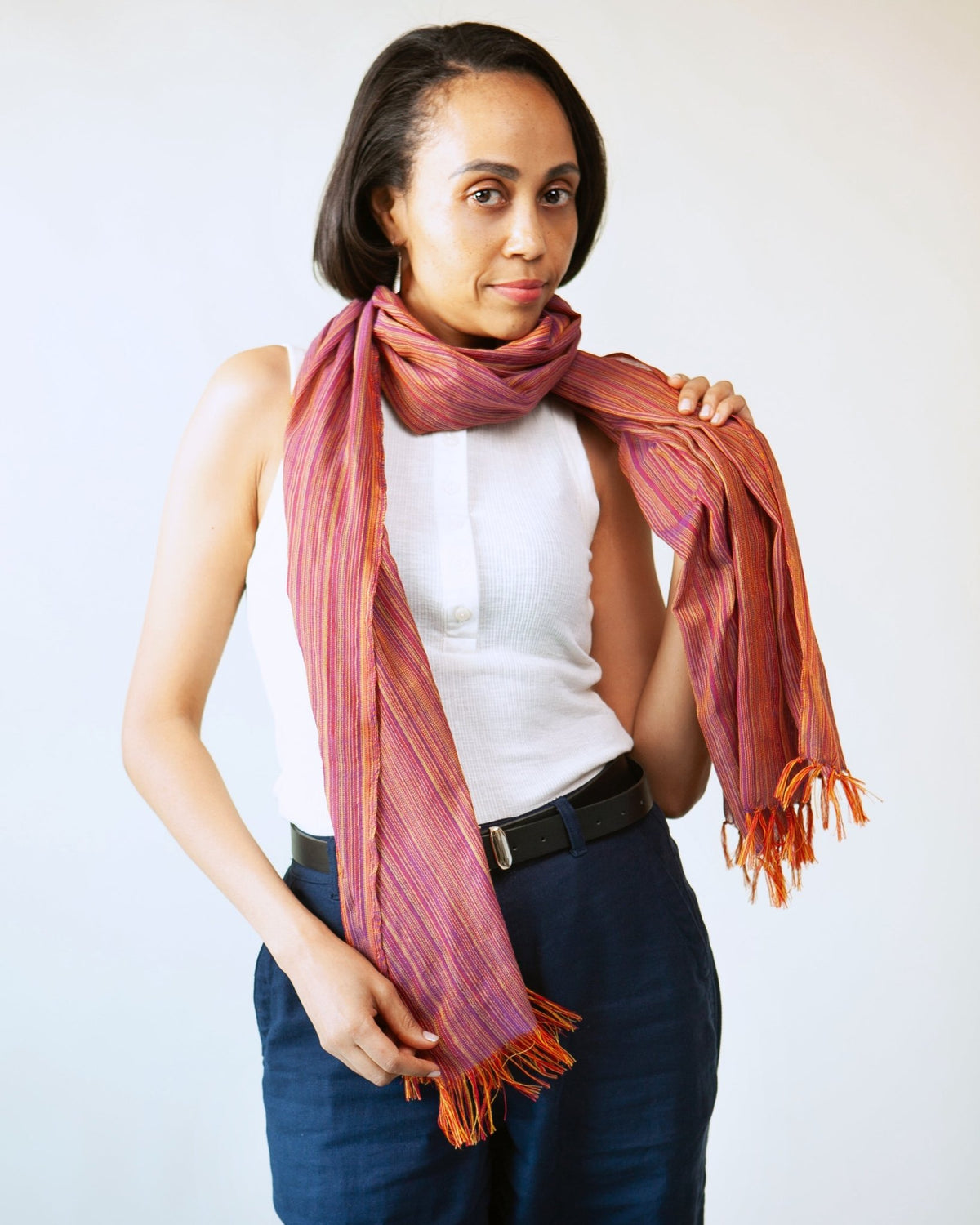Handwoven Red Yellow and Purple Scarf | Handwoven Ethiopian Shawl & Headwrap - Kelem Shop