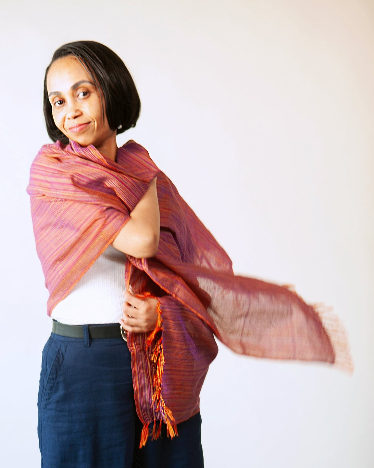 Handwoven Red Yellow and Purple Scarf | Handwoven Ethiopian Shawl & Headwrap - Kelem Shop