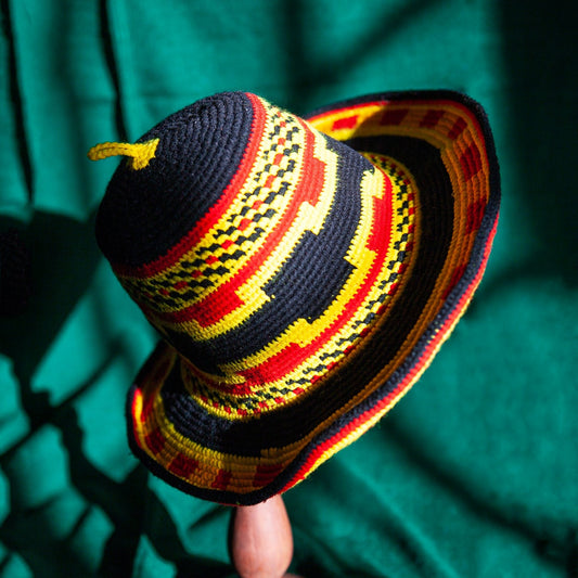 Konso Crochet Hat - Black, Yellow, Red Dorze Design - Kelem Shop